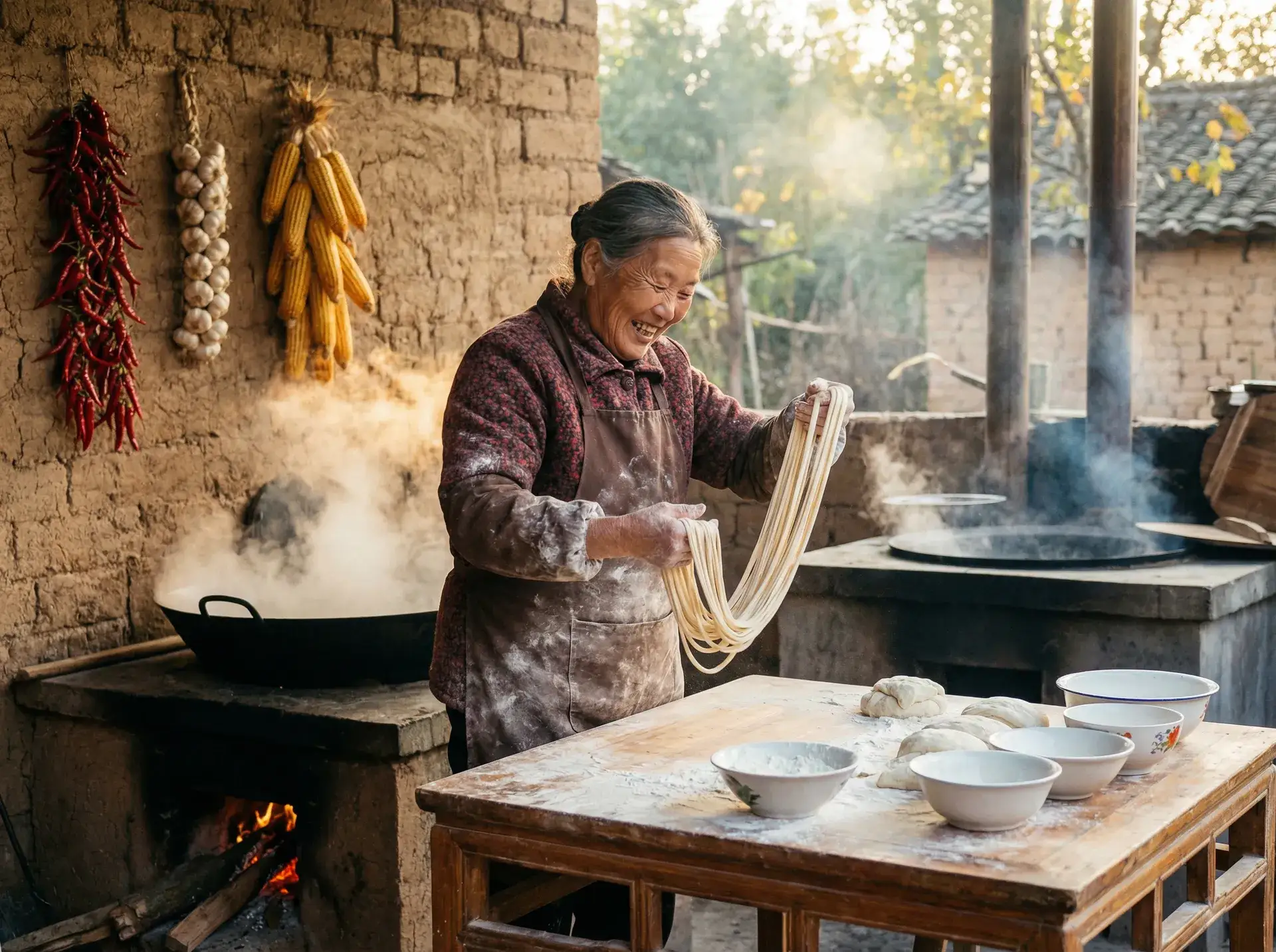 农家大嫂手擀面 - 小叶中文网 乡村美食